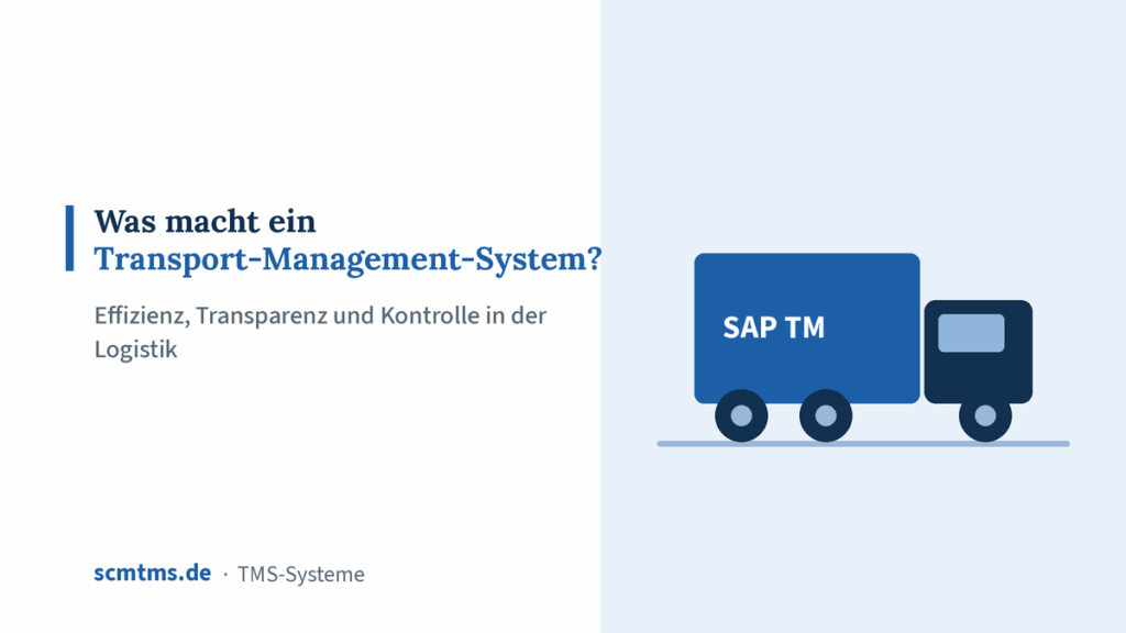 Was macht ein Transport-Management-System? – Effizienz, Transparenz und Kontrolle in der Logistik – Grafik mit LKW-Symbol