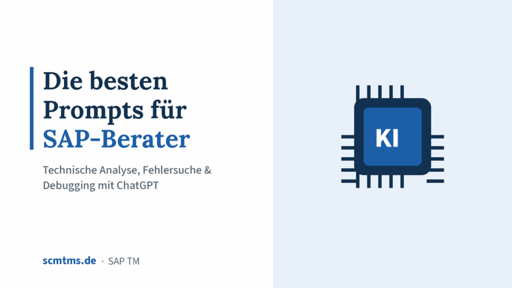 Die besten Prompts für SAP-Berater: Technische Analyse, Fehlersuche & Debugging mit ChatGPT – Grafik mit KI-Chip-Symbol