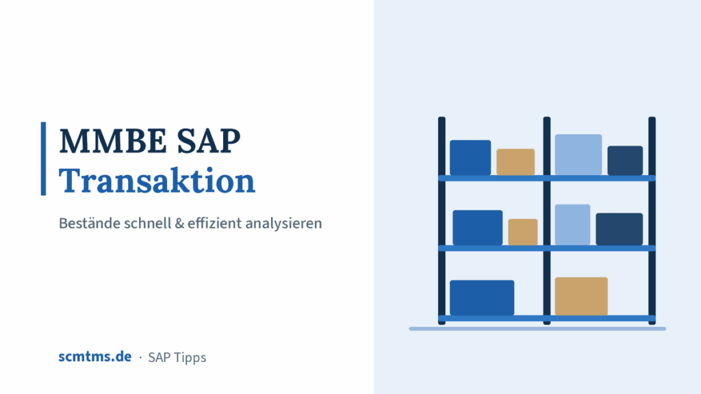 MMBE SAP Transaktion – Bestände schnell & effizient analysieren – Grafik mit Lagerhalle-Symbol
