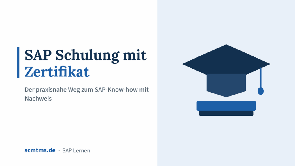 SAP Schulung mit Zertifikat – Der praxisnahe Weg zum SAP-Know-how mit Nachweis – Grafik mit Doktorhut-Symbol