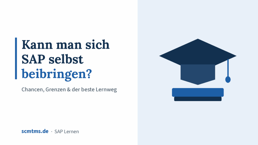 Kann man sich SAP selbst beibringen? – Chancen, Grenzen & der beste Lernweg – Grafik mit Doktorhut-Symbol