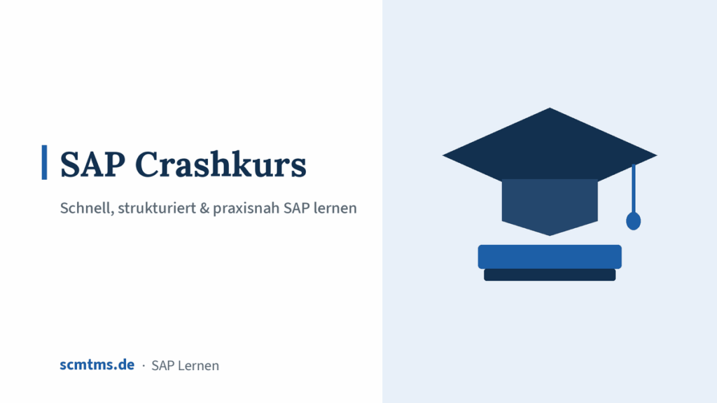 SAP Crashkurs – Schnell, strukturiert & praxisnah SAP lernen – Grafik mit Doktorhut-Symbol