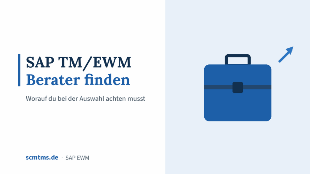 SAP TM/EWM Berater finden: Worauf du bei der Auswahl achten musst – Grafik mit Aktentasche-Symbol