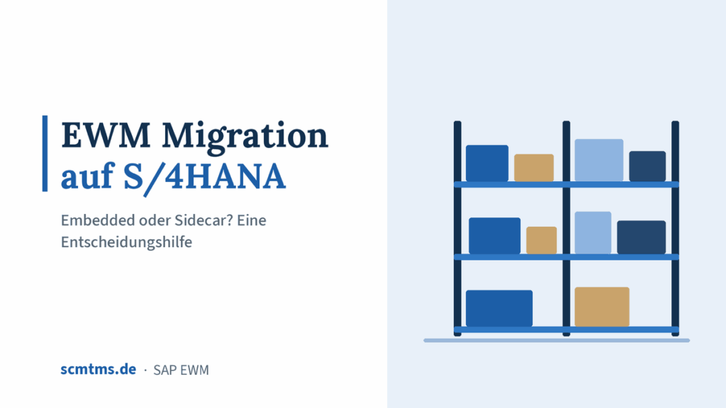 EWM Migration auf S/4HANA: Embedded oder Sidecar? Eine Entscheidungshilfe – Grafik mit Lagerhalle-Symbol