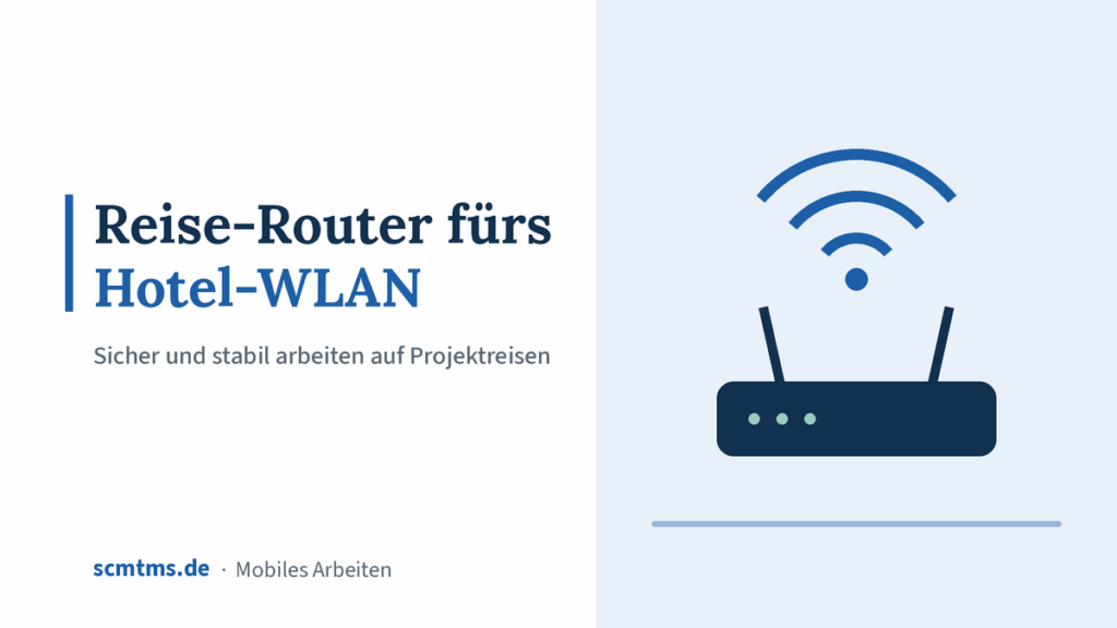 Reise-Router fürs Hotel-WLAN: Sicher und stabil arbeiten auf Projektreisen – Grafik mit Router-Symbol